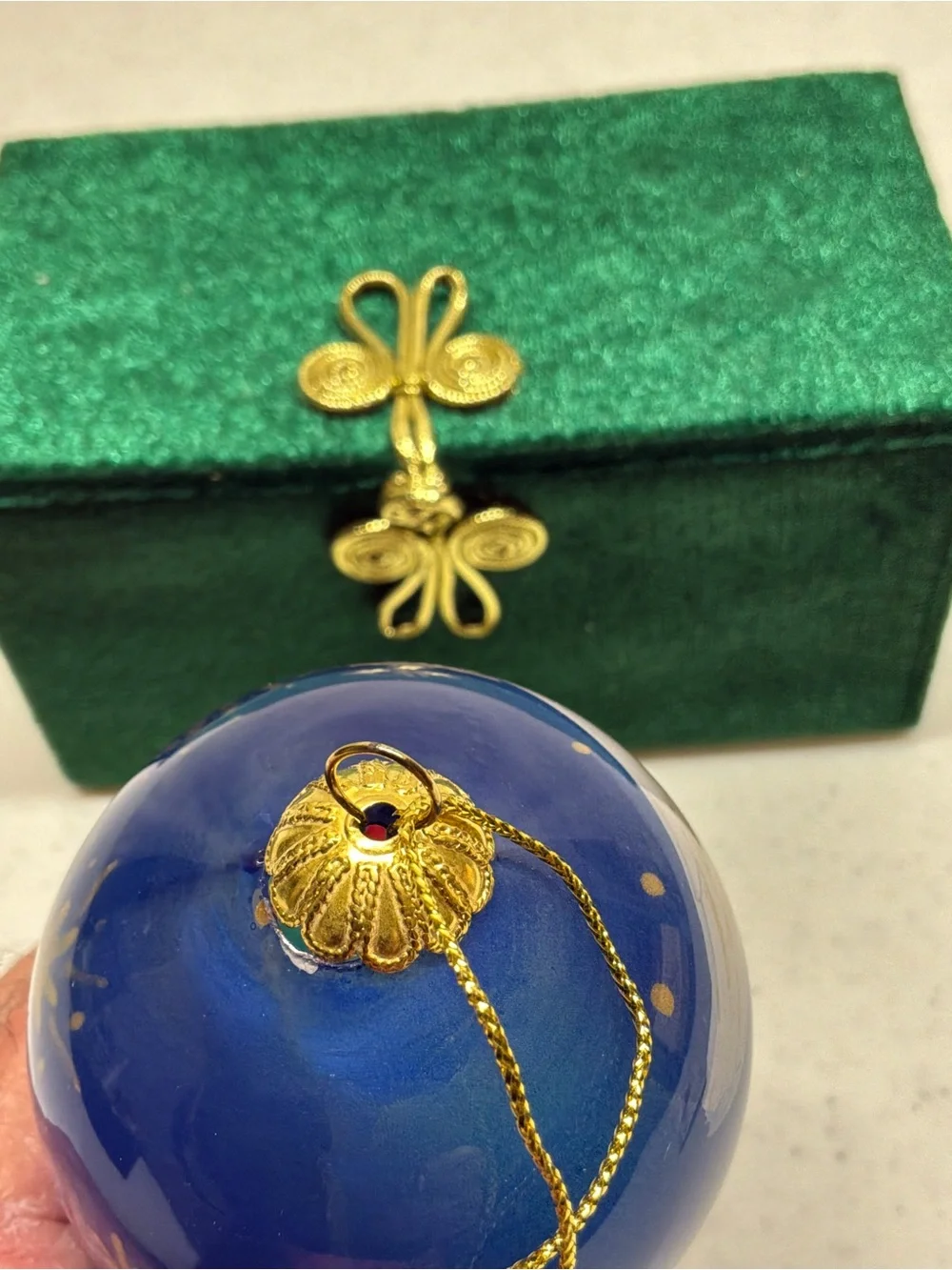 Pier 1 2012 “Angel Cone” Hand Painted Teardrop Christmas Ornament W/Box